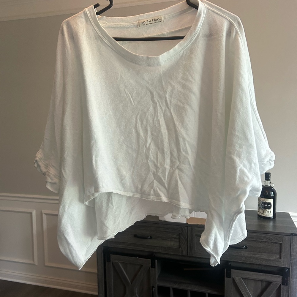 We The Free White Asymmetrical Oversized Blouse